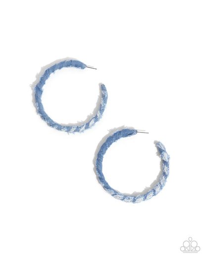 Denim Debut Blue Hoop Earrings Paparazzi