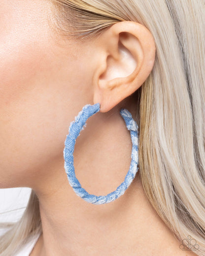 Denim Debut Blue Hoop Earrings Paparazzi