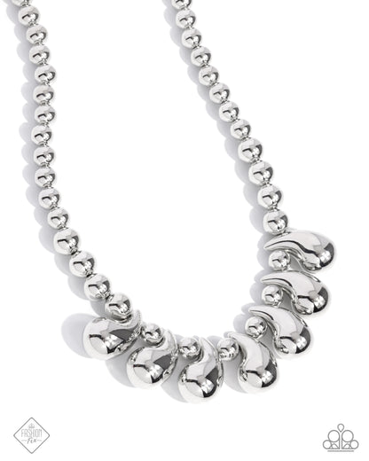 Raindrop Rebel Silver Necklace Paparazzi