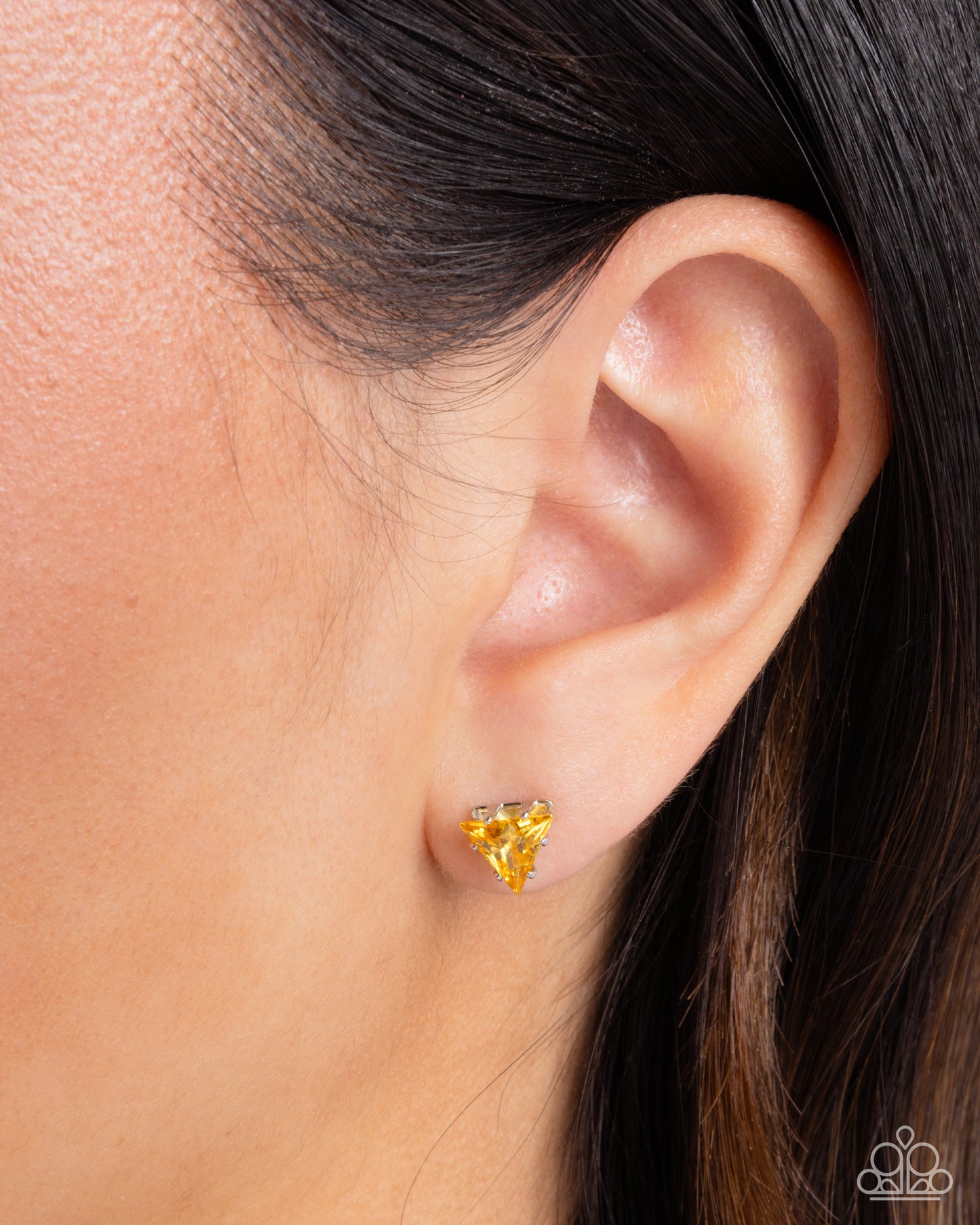 Triangular Twinkle Yellow Post Earrings Paparazzi