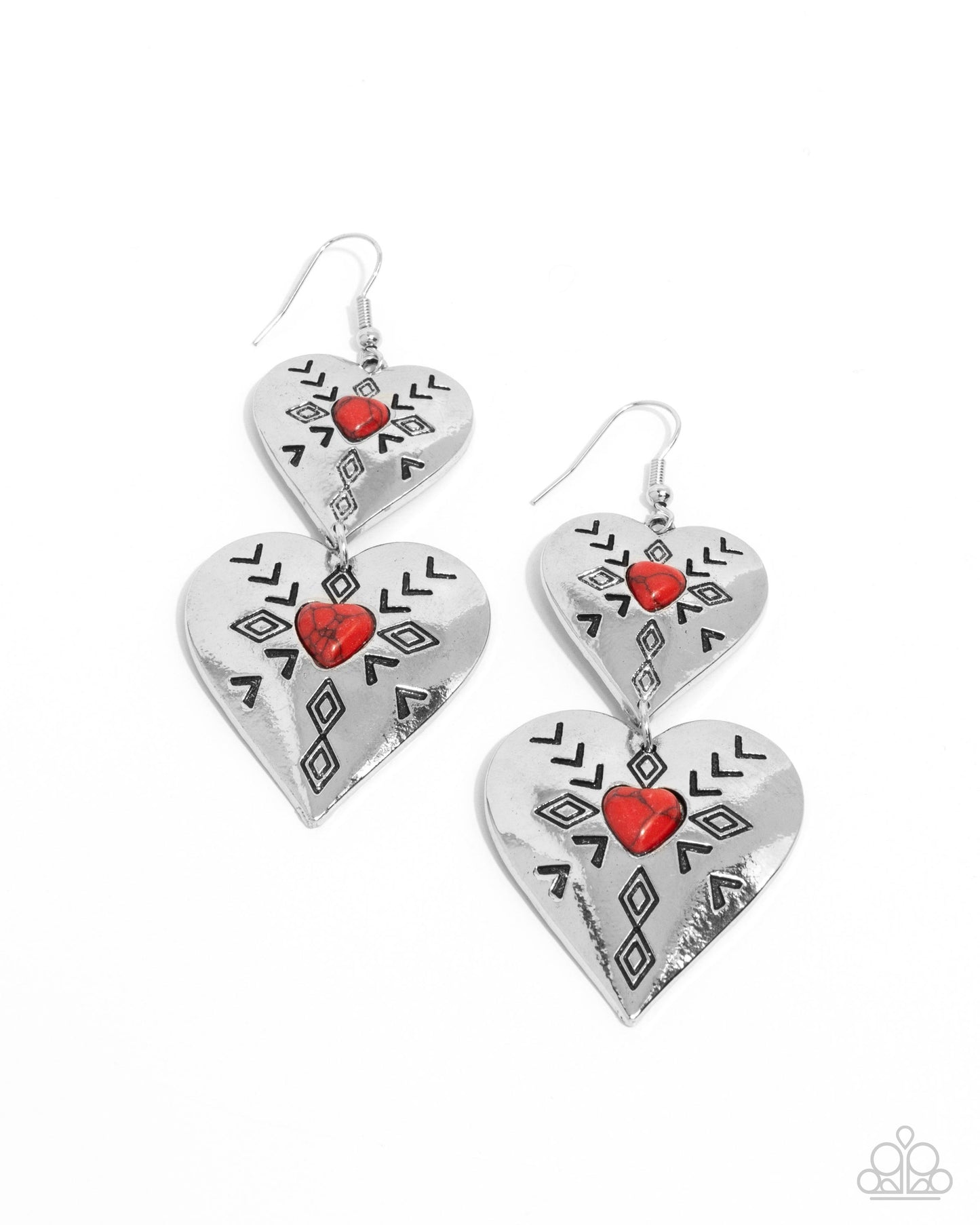 Rustic Repetition Red Earrings Paparazzi