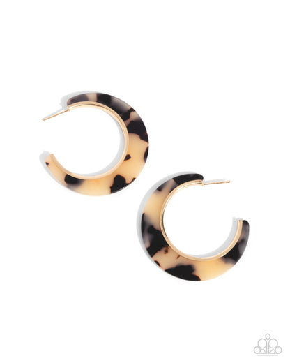 Patterned Promotion Brown Hoop Earrings Paparazzi