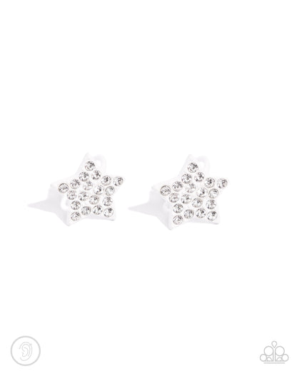 Stellar Skill White Ear Cuff Earrings Paparazzi