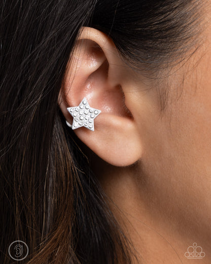 Stellar Skill White Ear Cuff Earrings Paparazzi