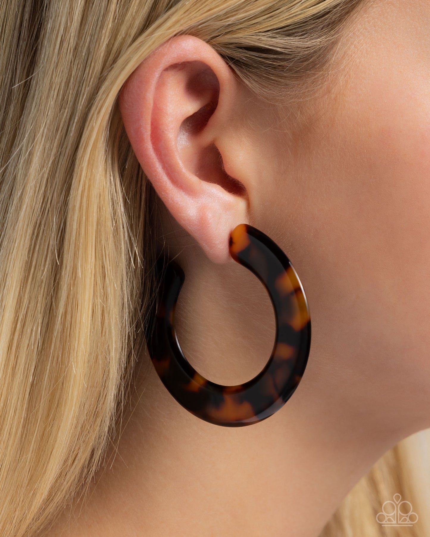 Spotted Scoop Brown Hoop Earrings Paparazzi