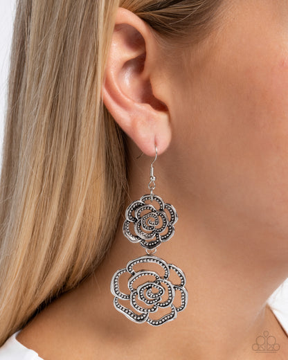 Reminiscent Rosette Silver Earrings Paparazzi