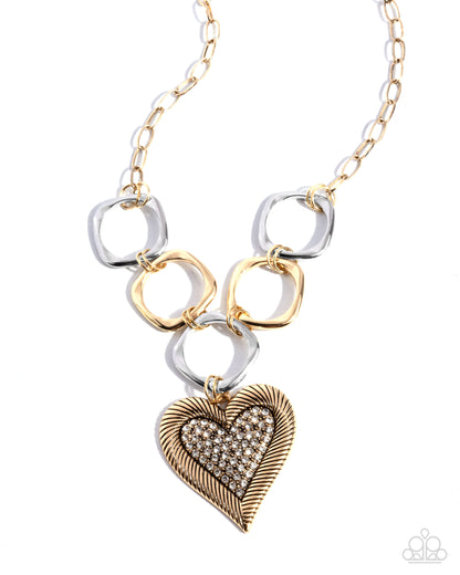 Focused Affection Gold Necklace Paparazzi