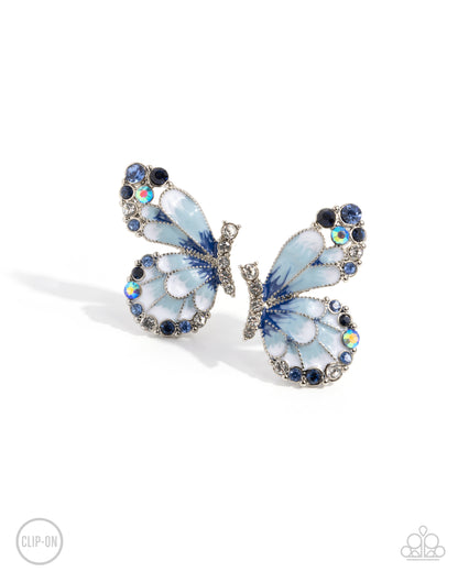 Decadent Descent Blue Clip-On Earrings Paparazzi