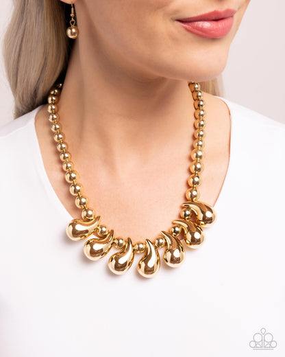 Raindrop Rebel Gold Necklace Paparazzi