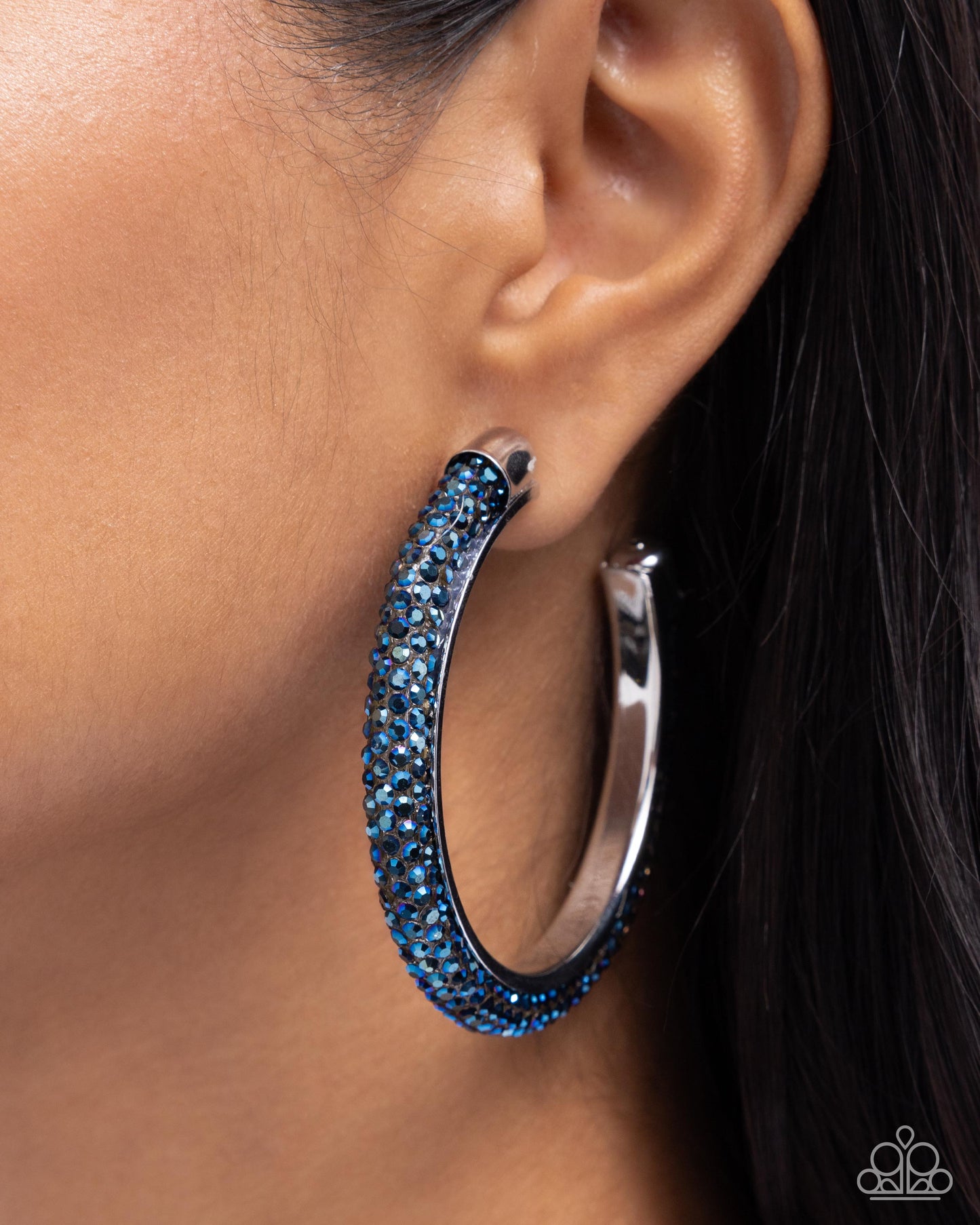 Chiseled Crescendo Blue Hoop Earrings Paparazzi