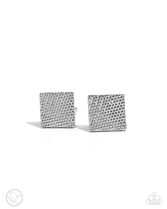 Shimmery Strength Silver Cufflinks Paparazzi