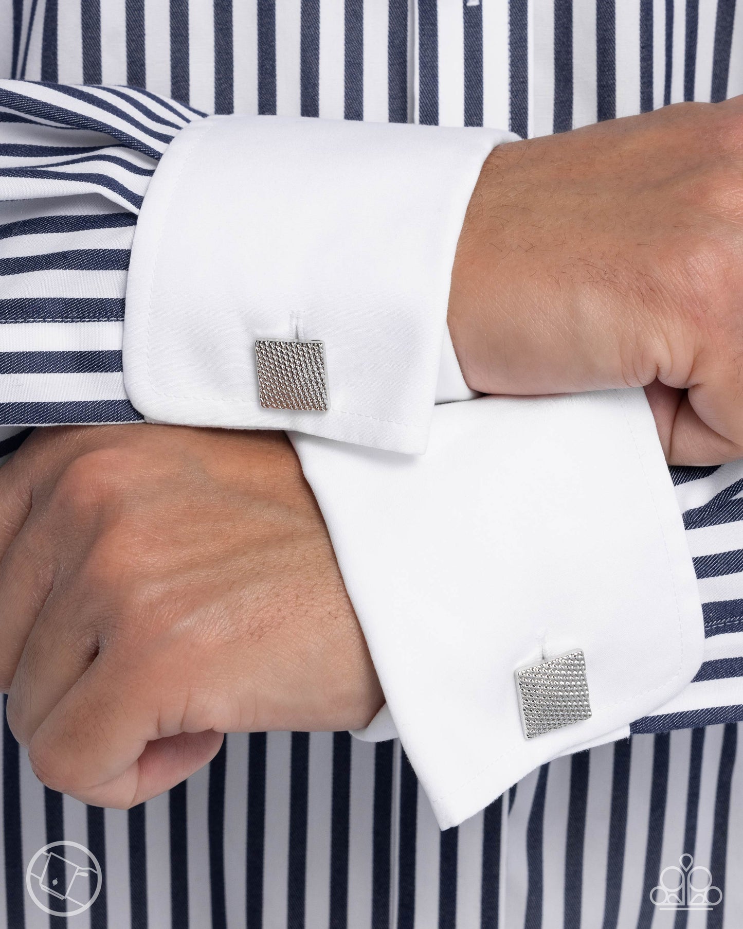 Shimmery Strength Silver Cufflinks Paparazzi