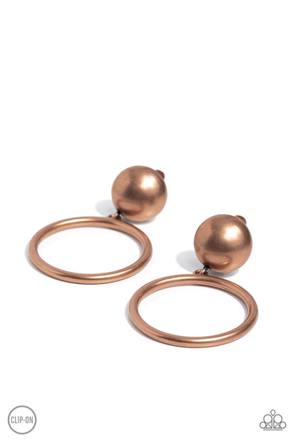 Classic Candescence Copper Clip-On Earrings Paparazzi