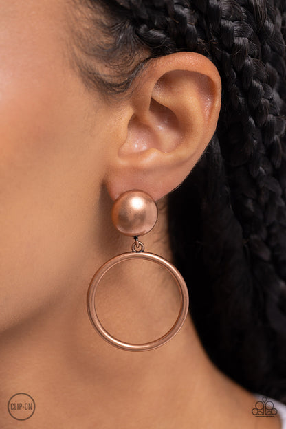 Classic Candescence Copper Clip-On Earrings Paparazzi