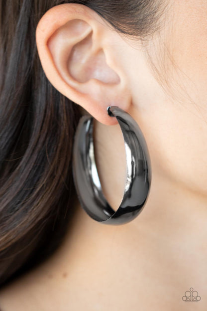Flat Out Flawless Black Hoop Earrings Paparazzi