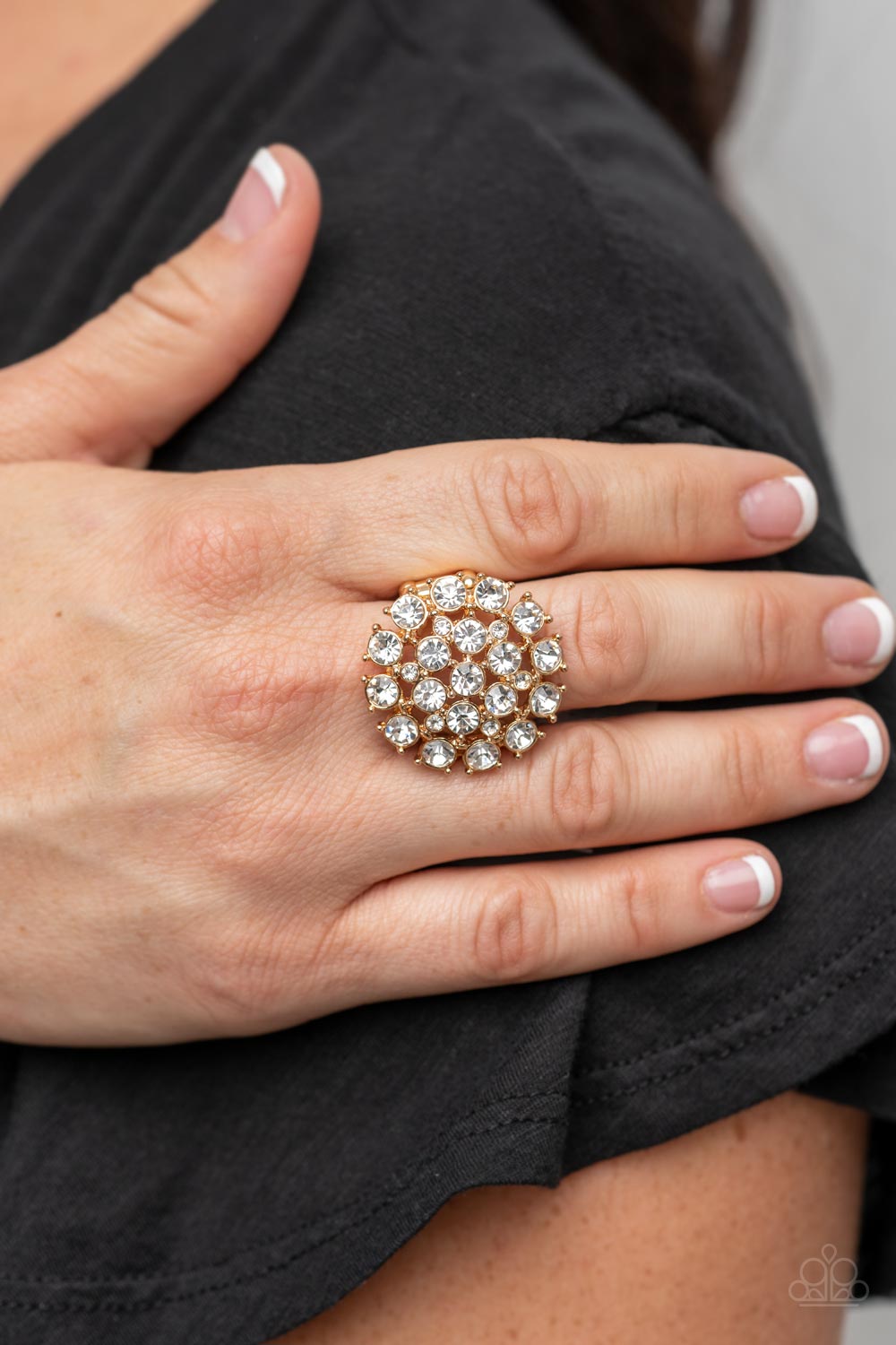 Paparazzi Stratospheric - White Rhinestones - Silver Ring