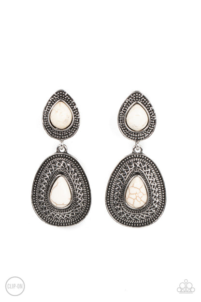 Country Soul White Clip-On Earrings Paparazzi