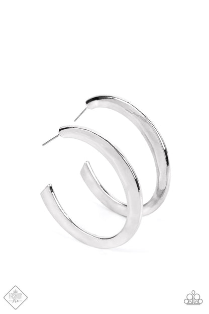 Learning Curve Silver Hoop Earrings Paparazzi