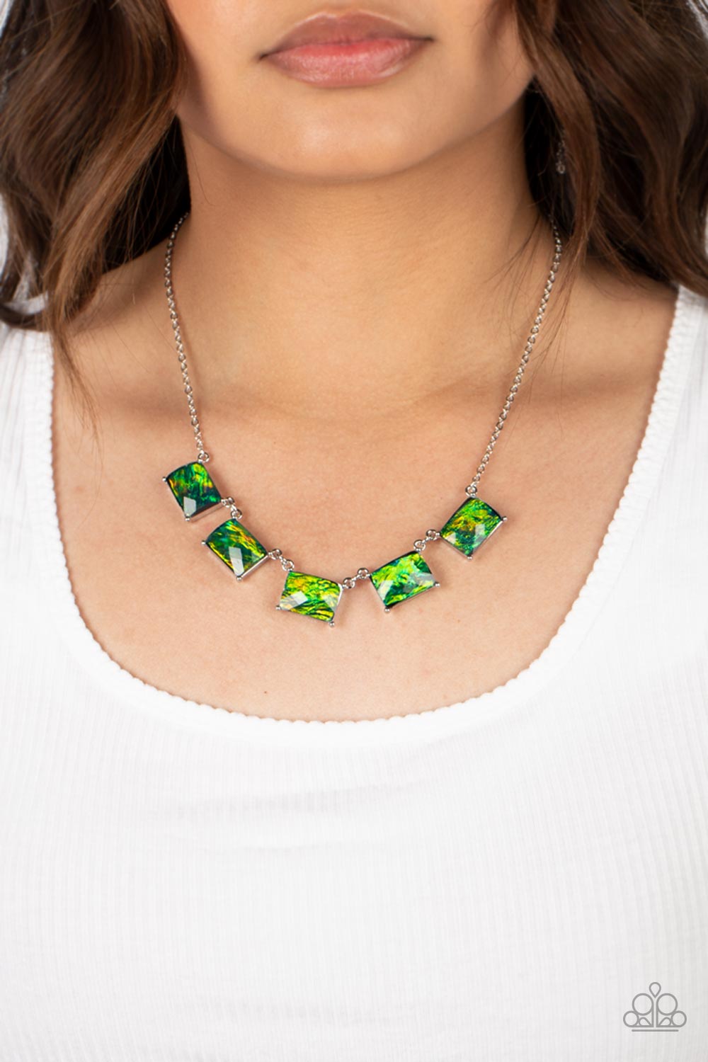 Opalescent Oblivion Green Necklace Paparazzi