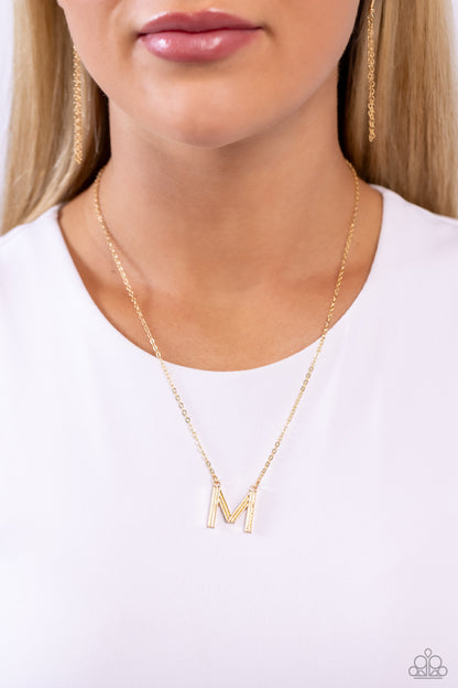 Leave Your Initials Gold *M* Necklace Paparazzi