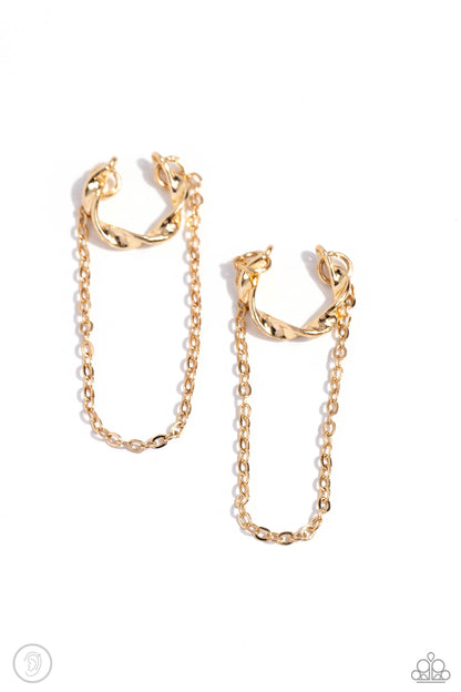 CUFF Hanger Gold Ear Cuff Earrings Paparazzi