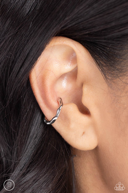 Enigmatic Echo Silver Ear Cuff Earrings Paparazzi